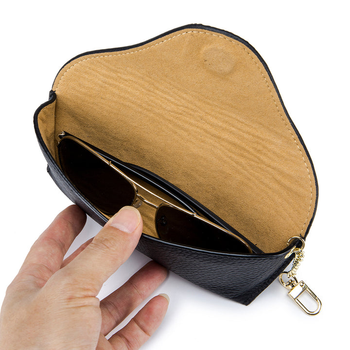 LuxeClip Genuine Leather Glasses Case - Sleek & Portable