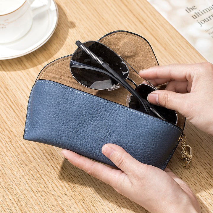 LuxeClip Genuine Leather Glasses Case - Sleek & Portable