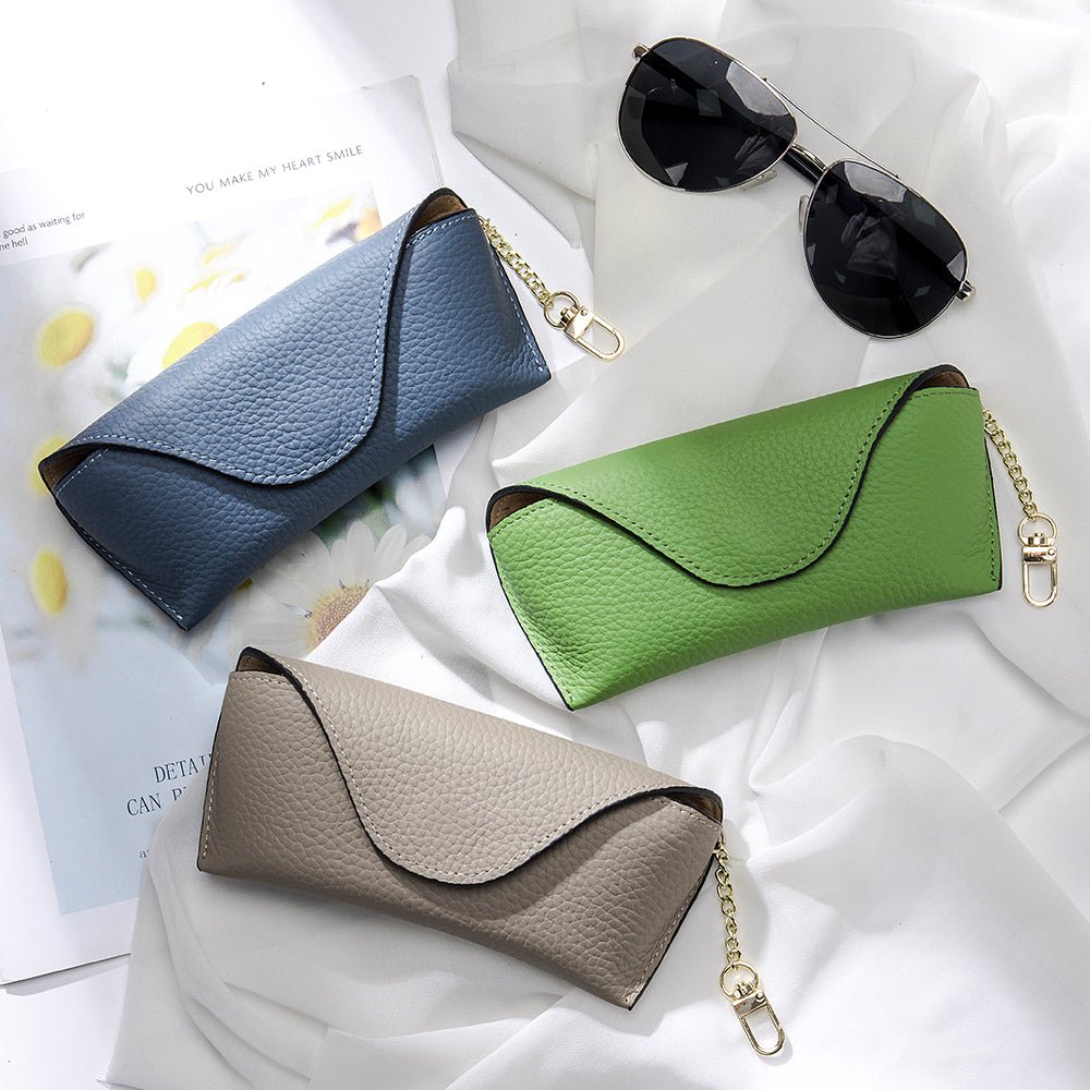 LuxeClip Genuine Leather Glasses Case - Sleek & Portable
