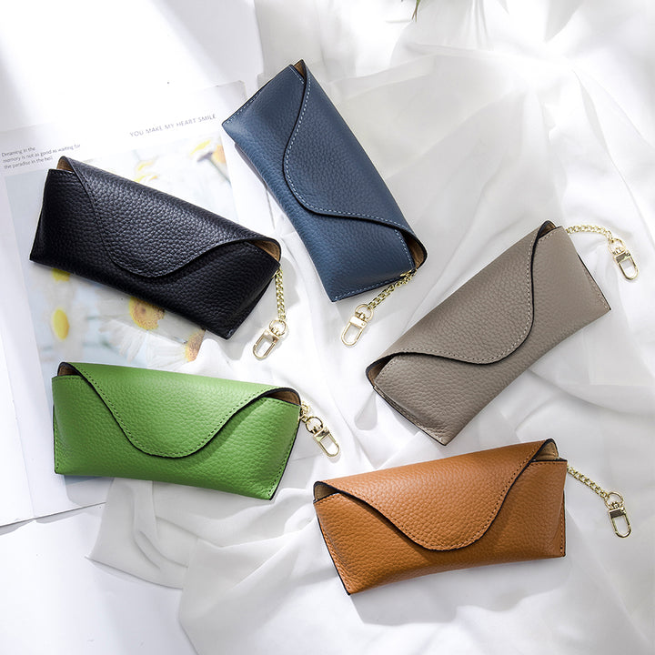 LuxeClip Genuine Leather Glasses Case - Sleek & Portable