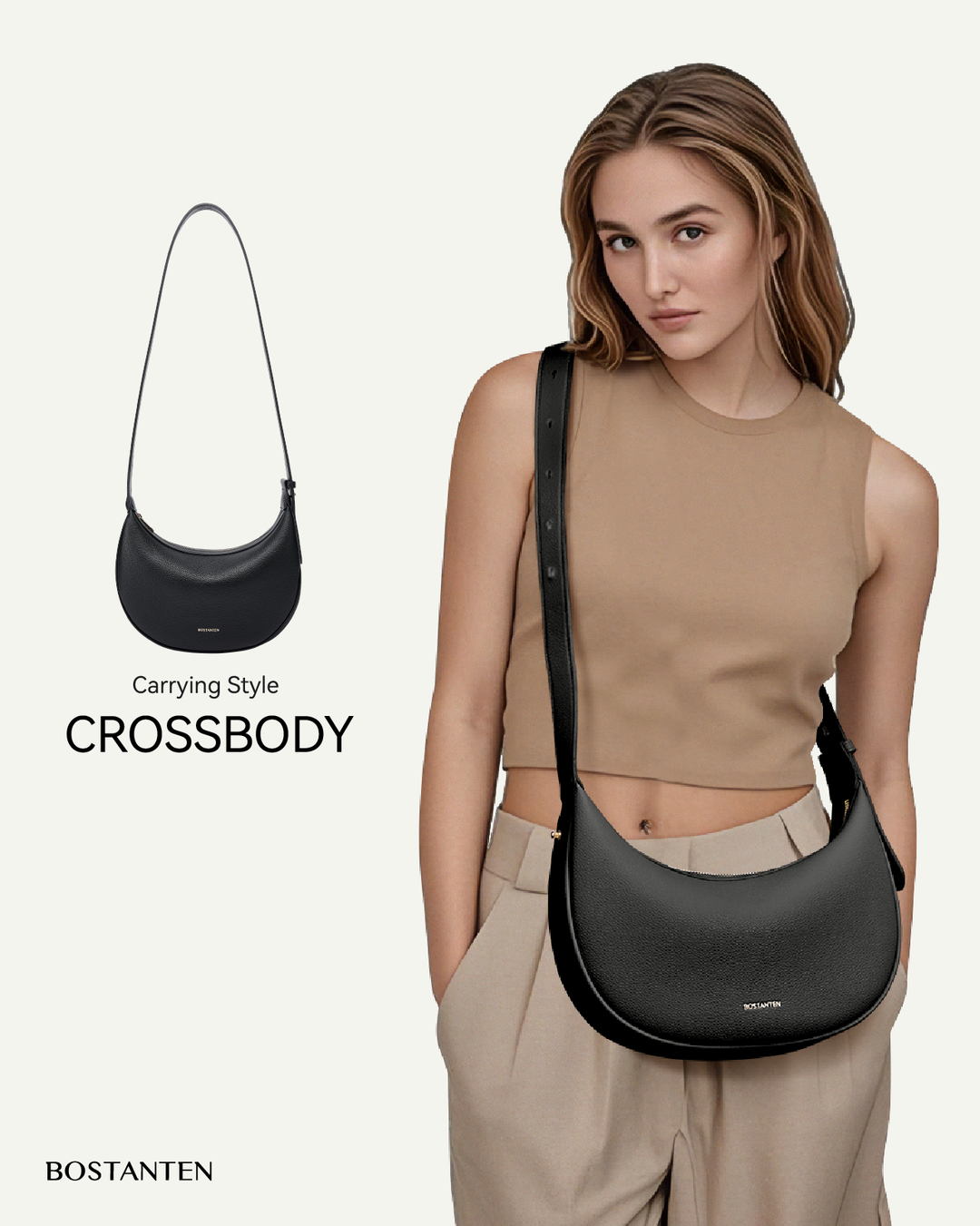 Kweli Crescent Moon Clutch Shoulder Bag — Two Sizes