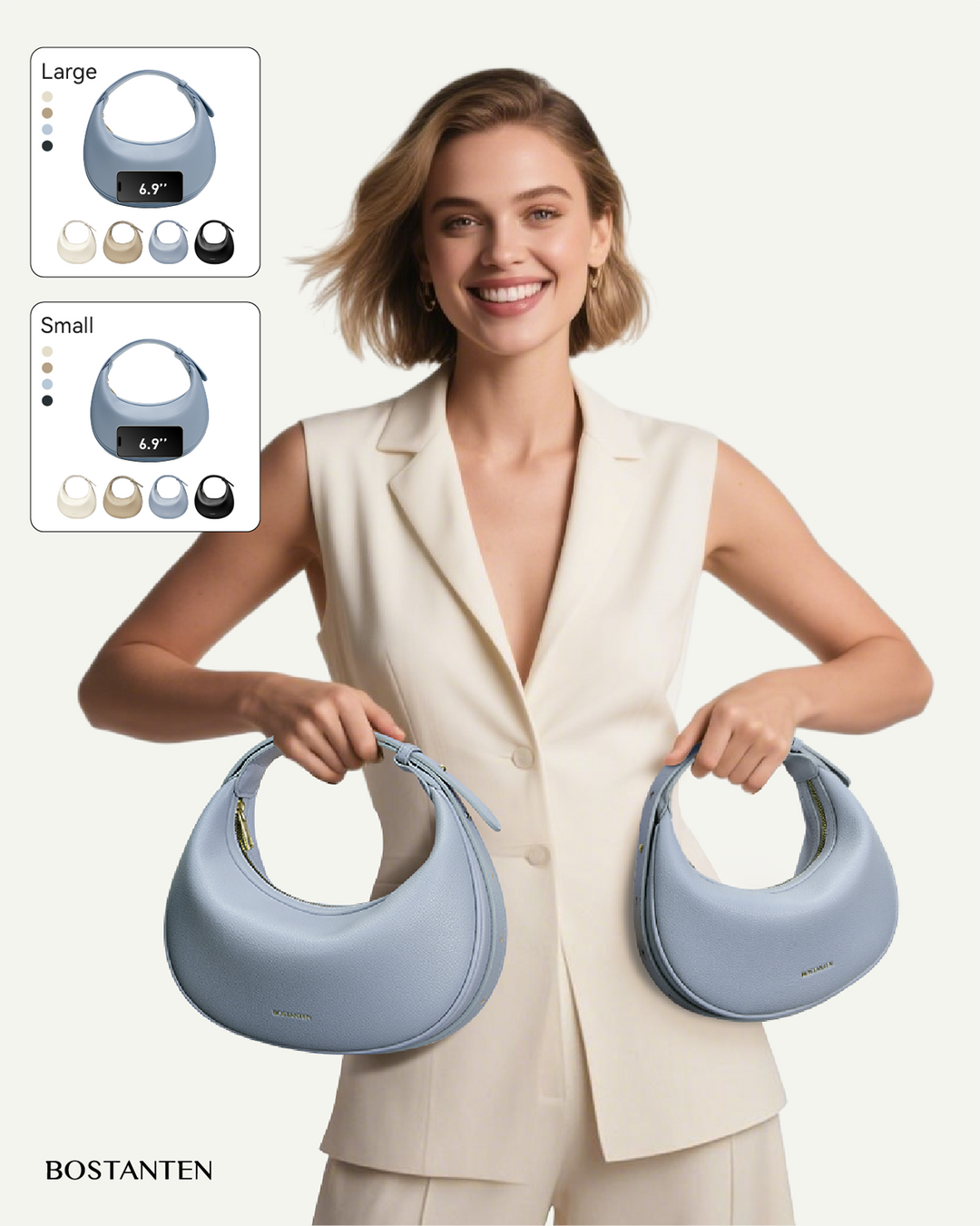 Kweli Crescent Moon Clutch Shoulder Bag — Two Sizes