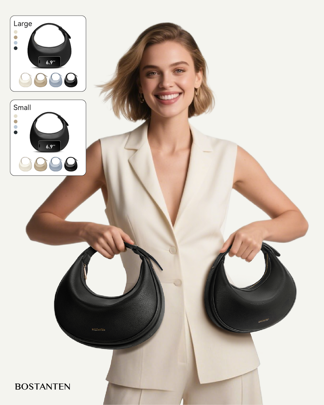 Kweli Crescent Moon Clutch Shoulder Bag — Two Sizes