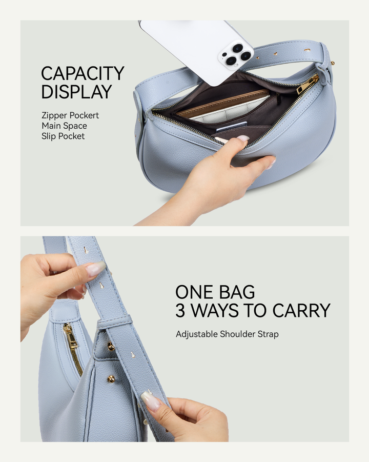 Kweli Crescent Moon Clutch Shoulder Bag — Two Sizes