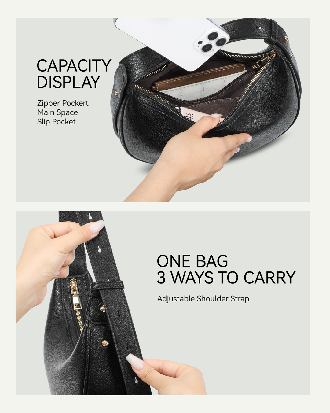 Kweli Crescent Moon Clutch Shoulder Bag — Two Sizes