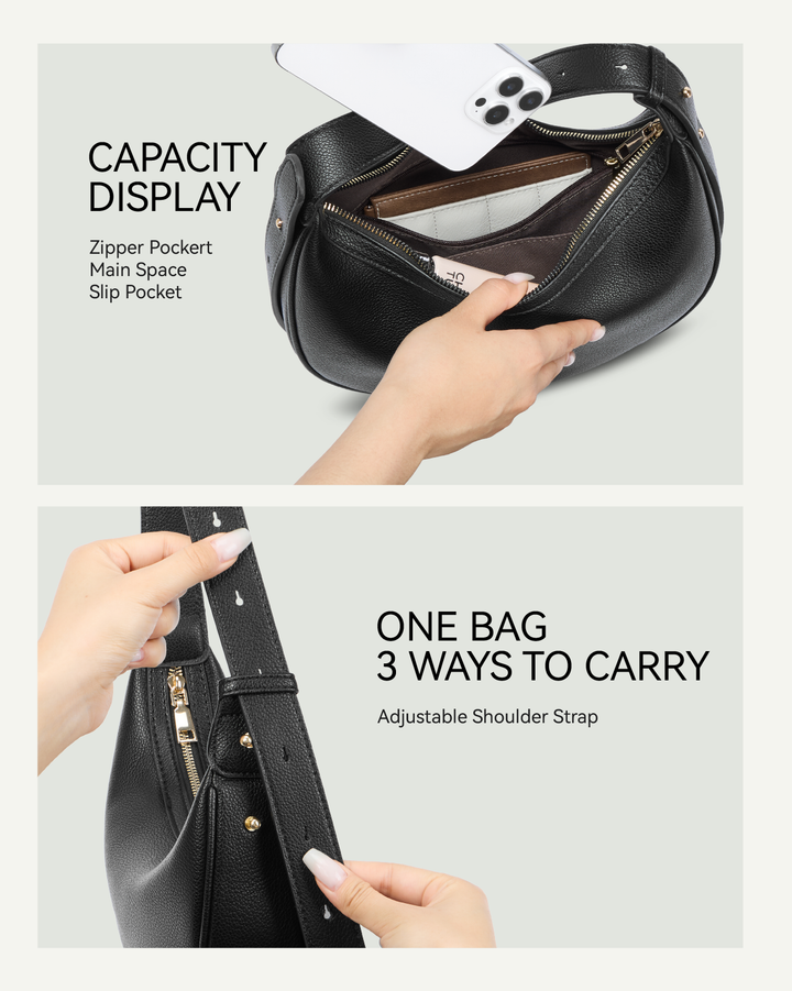 Kweli Crescent Moon Clutch Shoulder Bag — Two Sizes