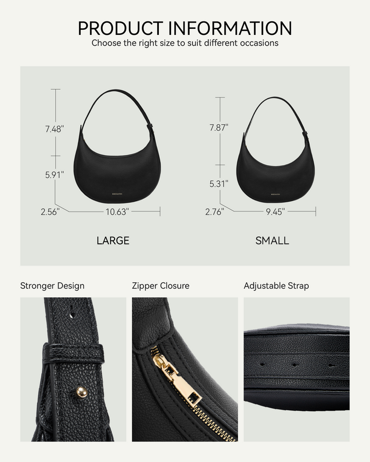 Kweli Crescent Moon Clutch Shoulder Bag — Two Sizes
