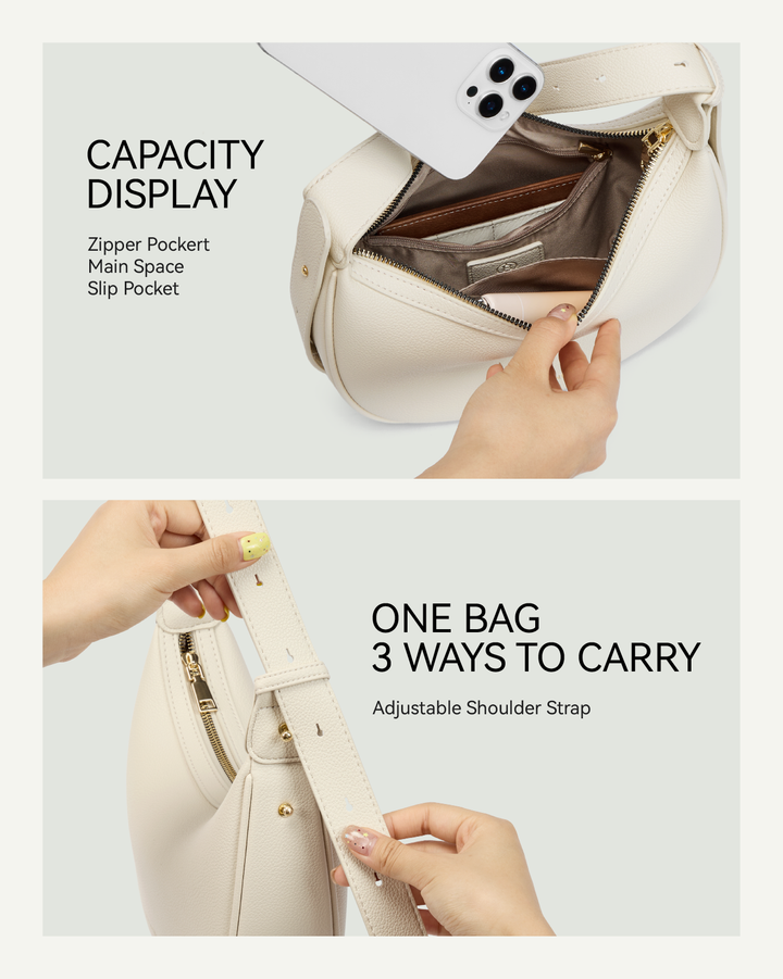 Kweli Crescent Moon Clutch Shoulder Bag — Two Sizes