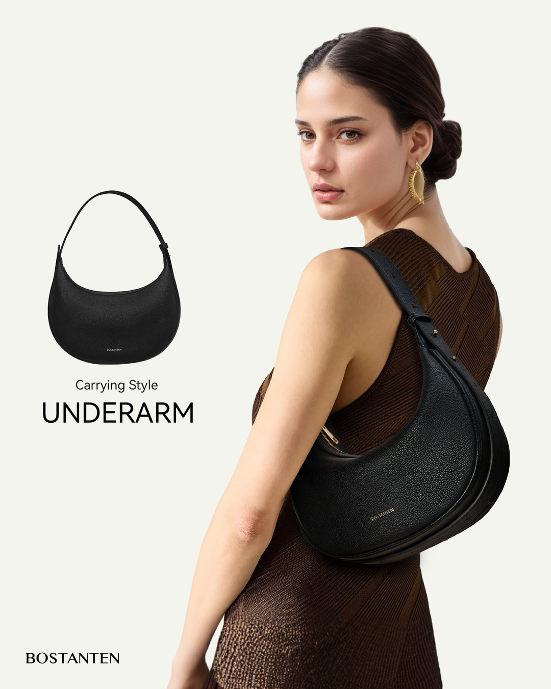 Kweli Crescent Moon Clutch Shoulder Bag — Two Sizes