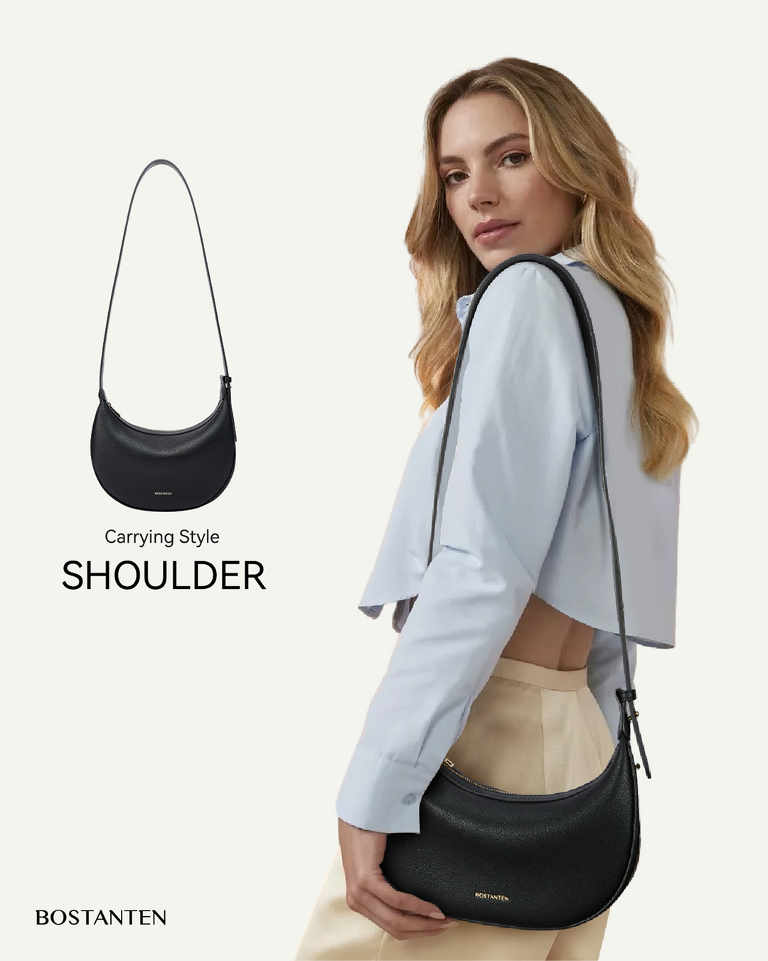 Kweli Crescent Moon Clutch Shoulder Bag — Two Sizes