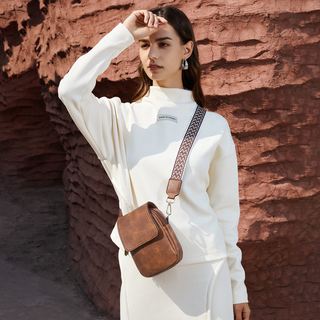 Phone Crossbody Bag – Chevron Pattern Strap