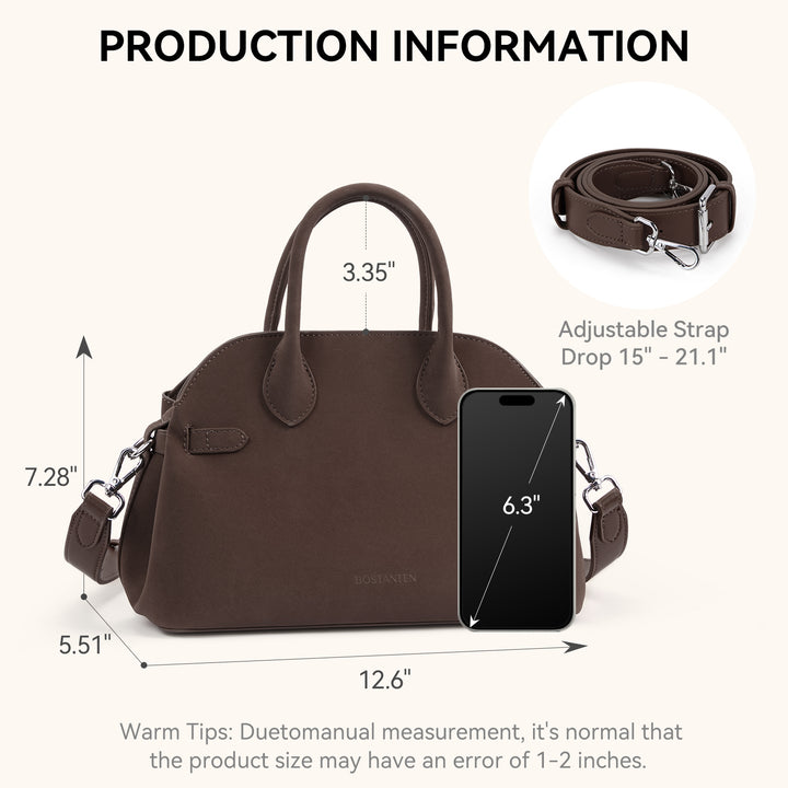 Claire Designer Suede Top Handle Satchel