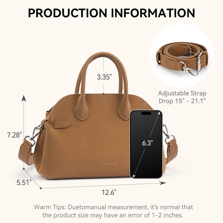 Claire Designer Suede Top Handle Satchel