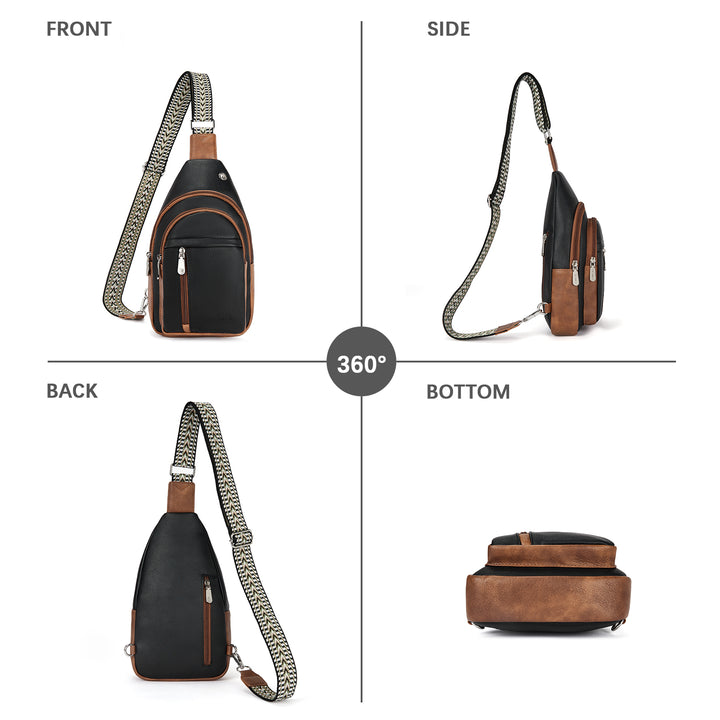 Aurora Chevron Patterned Sling Bag with Adjustable Guitar Strap