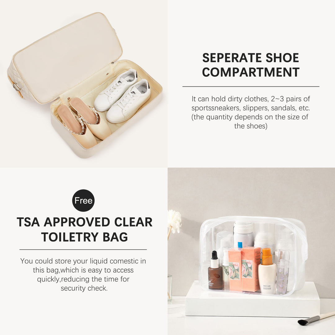 JUDEA Women's Travel Bag with Toiletry Organizer and Shoe Compartment