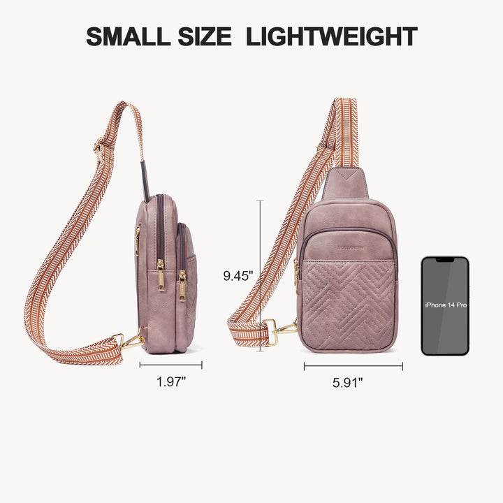 Aurora Chevron Quilted Embroidered Strap Sling Bag