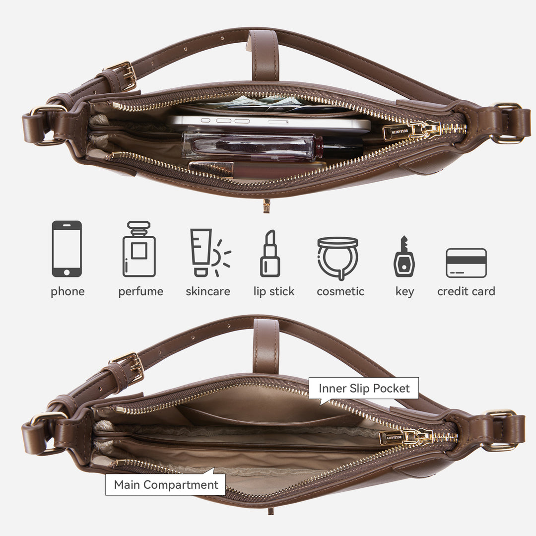 Kweli Crescent Designer Clasp Shoulder Bag