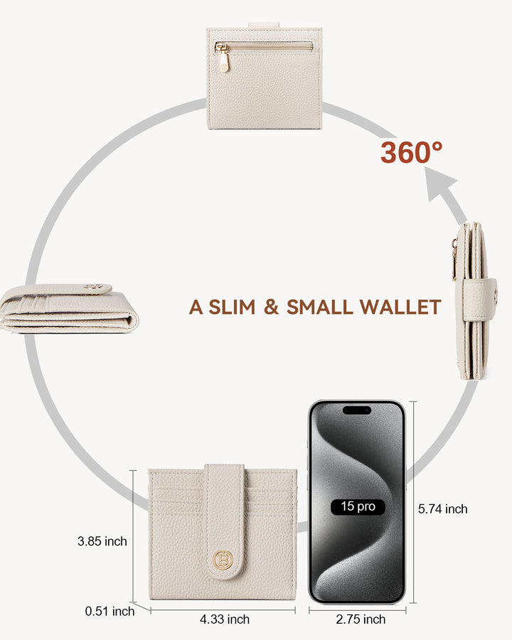 Lomy Slim Bifold Wallet – RFID Card Holder with Double Snap Closure