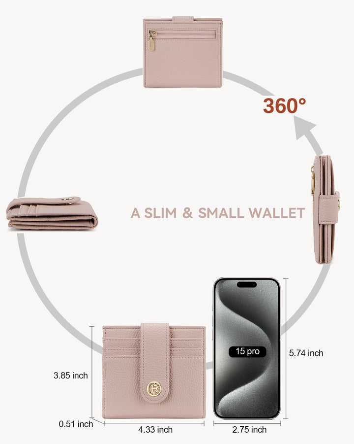 Lomy Slim Bifold Wallet – RFID Card Holder with Double Snap Closure