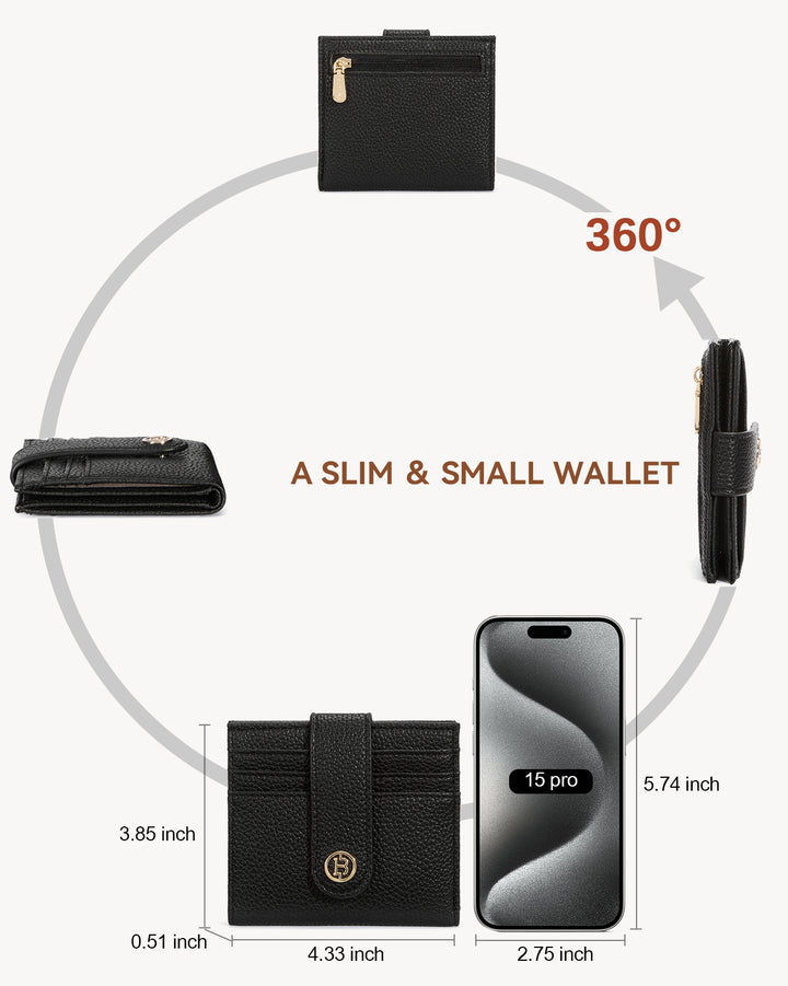 Lomy Slim Bifold Wallet – RFID Card Holder with Double Snap Closure