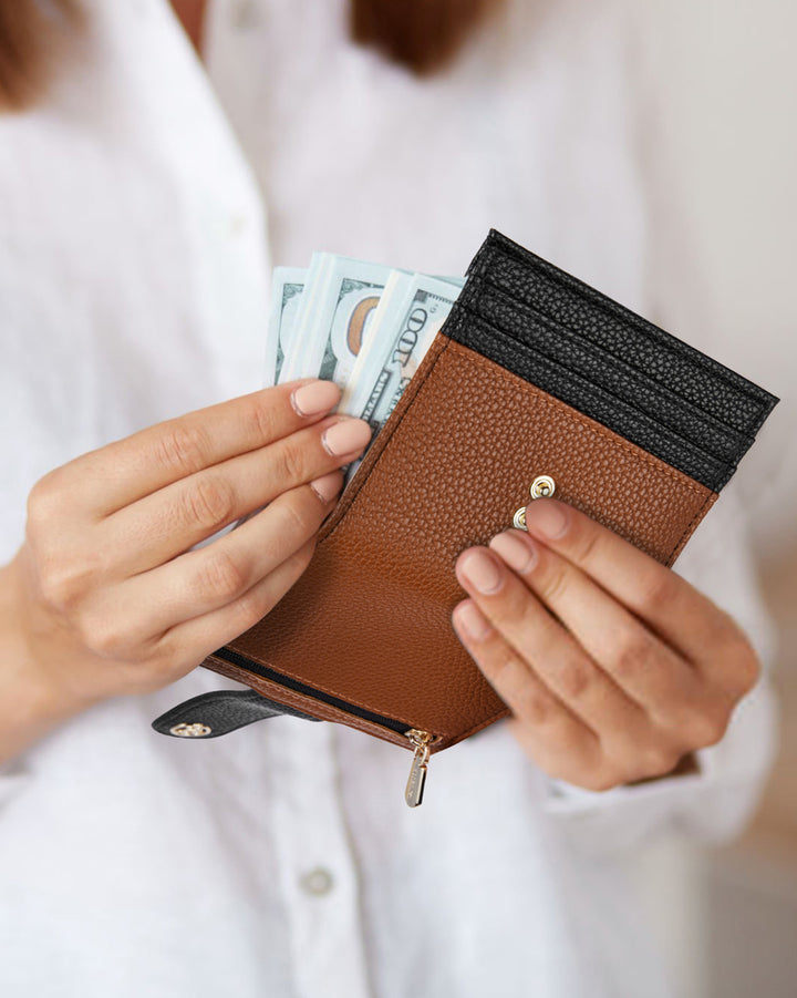 Lomy Slim Bifold Wallet – RFID Card Holder with Double Snap Closure