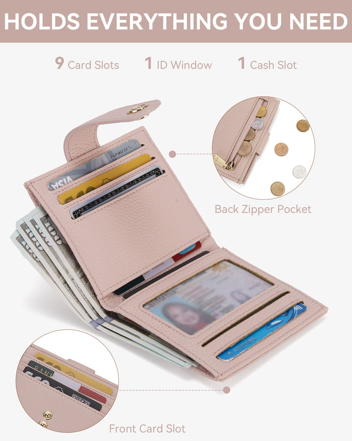 Lomy Slim Bifold Wallet – RFID Card Holder with Double Snap Closure