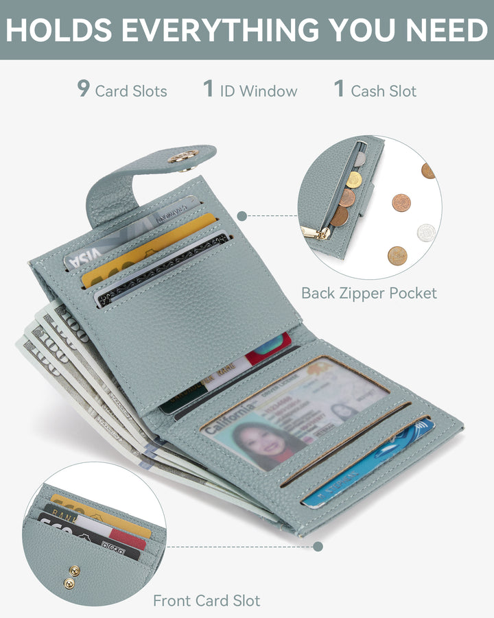 Lomy Slim Bifold Wallet – RFID Card Holder with Double Snap Closure