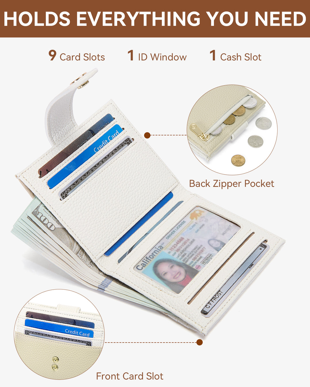 Lomy Slim Bifold Wallet – RFID Card Holder with Double Snap Closure