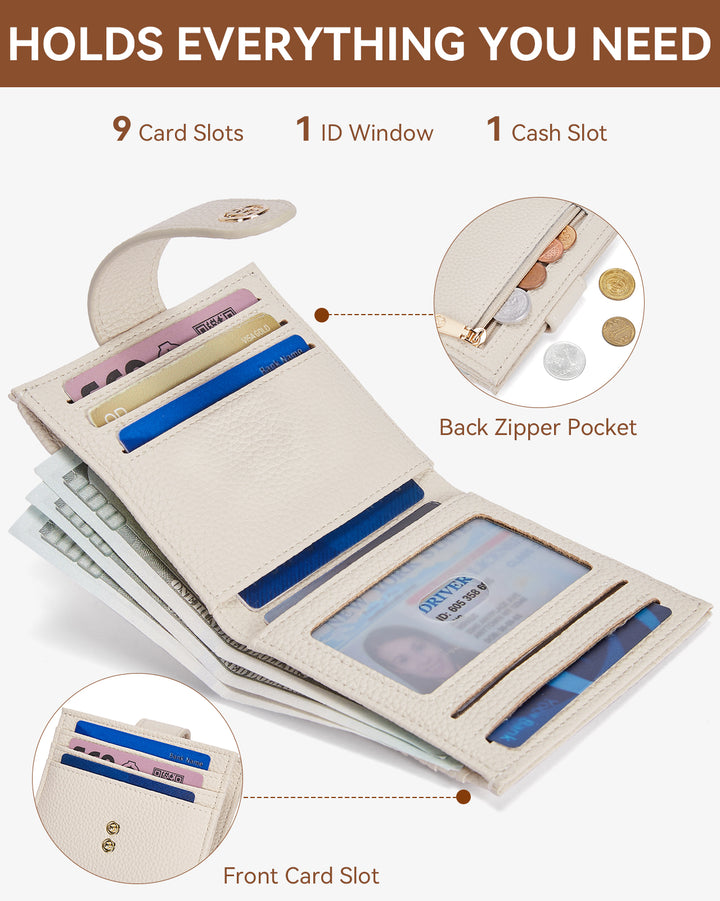 Lomy Slim Bifold Wallet – RFID Card Holder with Double Snap Closure