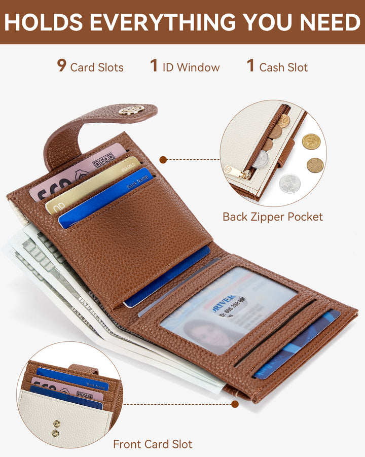 Lomy Slim Bifold Wallet – RFID Card Holder with Double Snap Closure