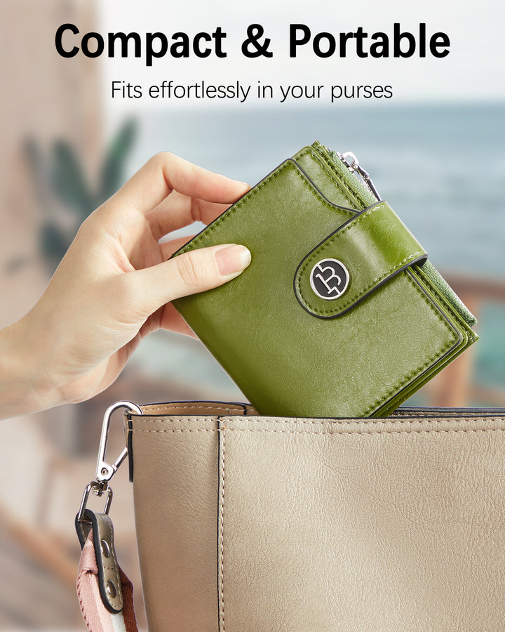 Luna Small RFID Blocking Bifold Zipper Pocket Wallet Card Case with ID Window