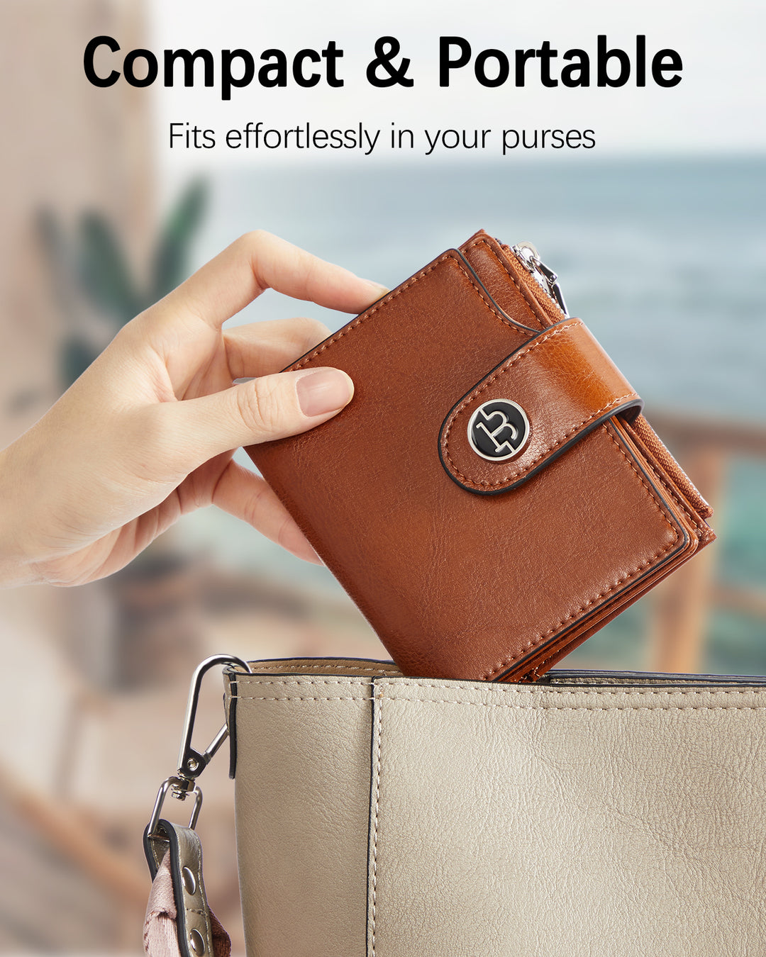 Luna Small RFID Blocking Bifold Zipper Pocket Wallet Card Case with ID Window
