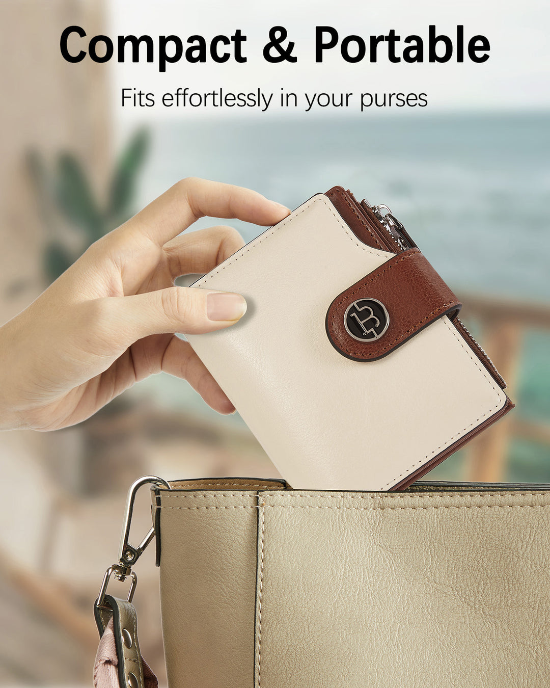 Luna Small RFID Blocking Bifold Zipper Pocket Wallet Card Case with ID Window