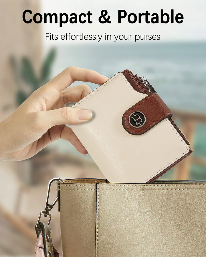 Luna Small RFID Blocking Bifold Zipper Pocket Wallet Card Case with ID Window