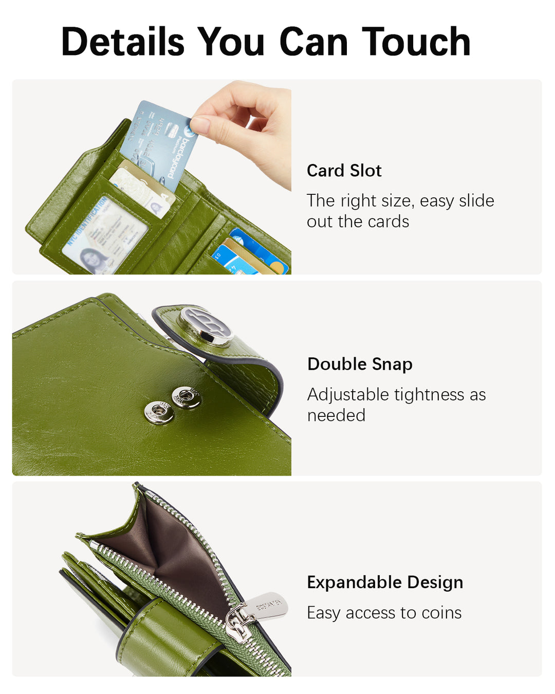 Luna Small RFID Blocking Bifold Zipper Pocket Wallet Card Case with ID Window