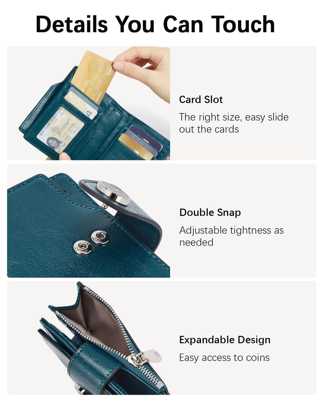 Luna Small RFID Blocking Bifold Zipper Pocket Wallet Card Case with ID Window