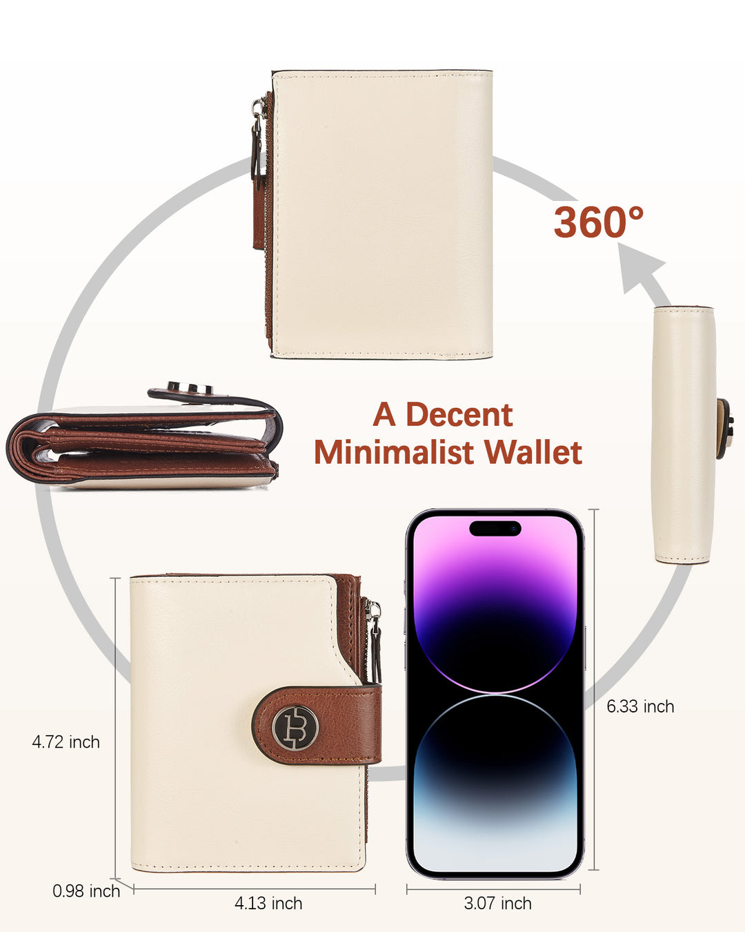 Luna Small RFID Blocking Bifold Zipper Pocket Wallet Card Case with ID Window
