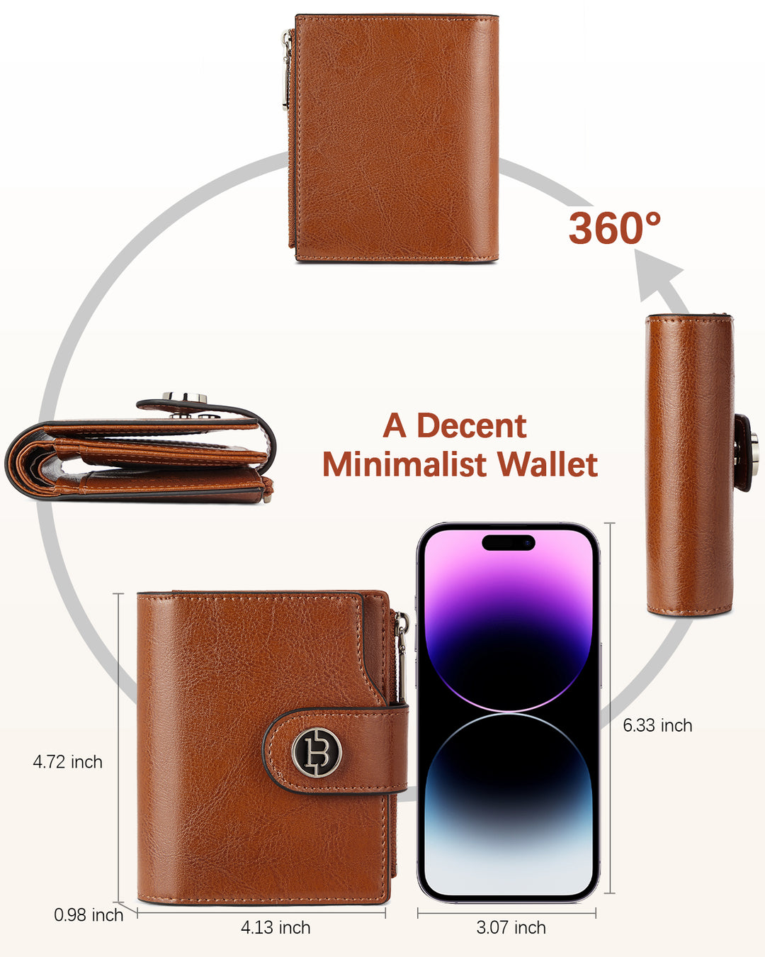 Luna Small RFID Blocking Bifold Zipper Pocket Wallet Card Case with ID Window