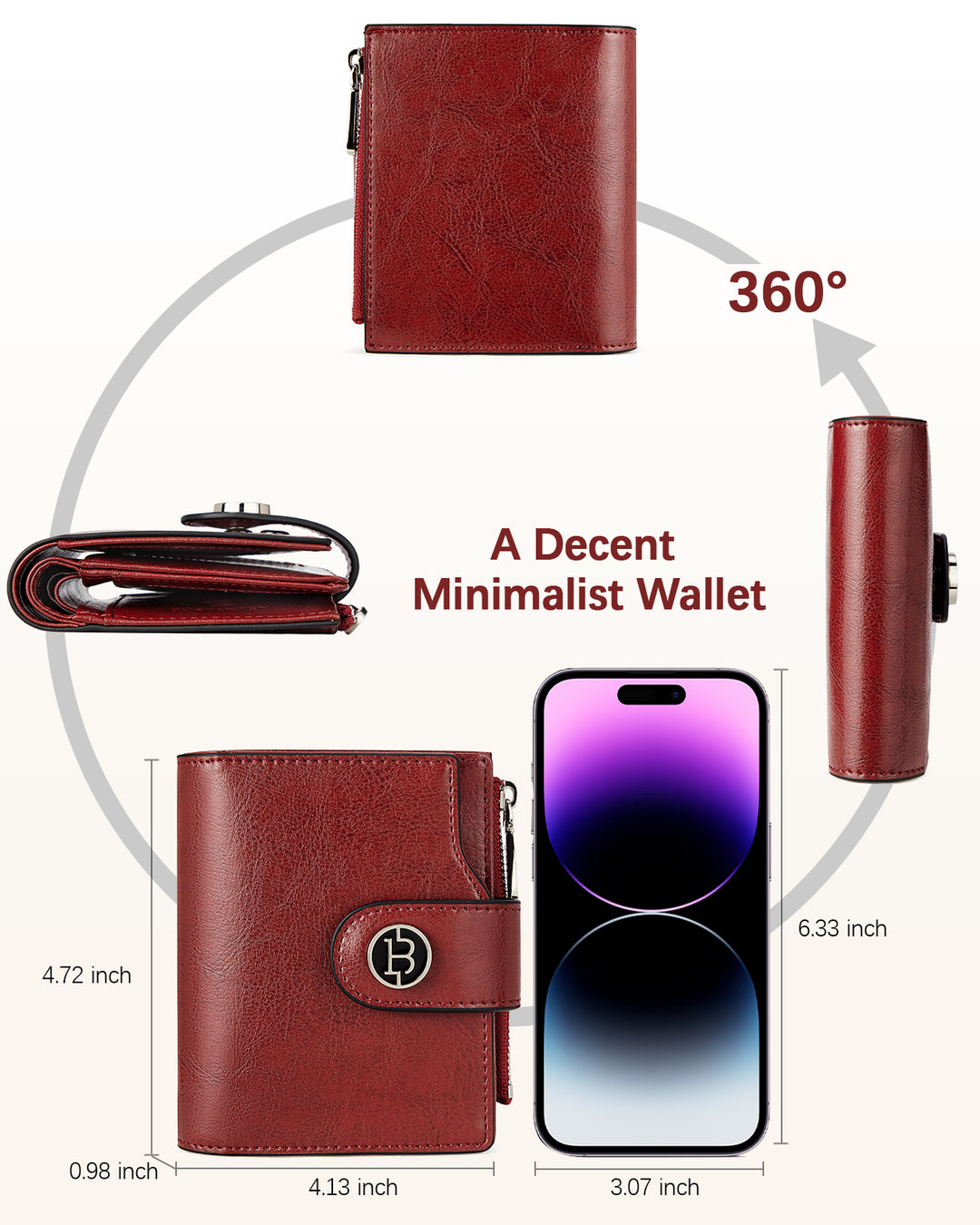 Luna Small RFID Blocking Bifold Zipper Pocket Wallet Card Case with ID Window