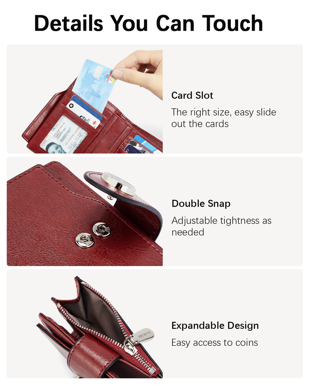 Luna Small RFID Blocking Bifold Zipper Pocket Wallet Card Case with ID Window