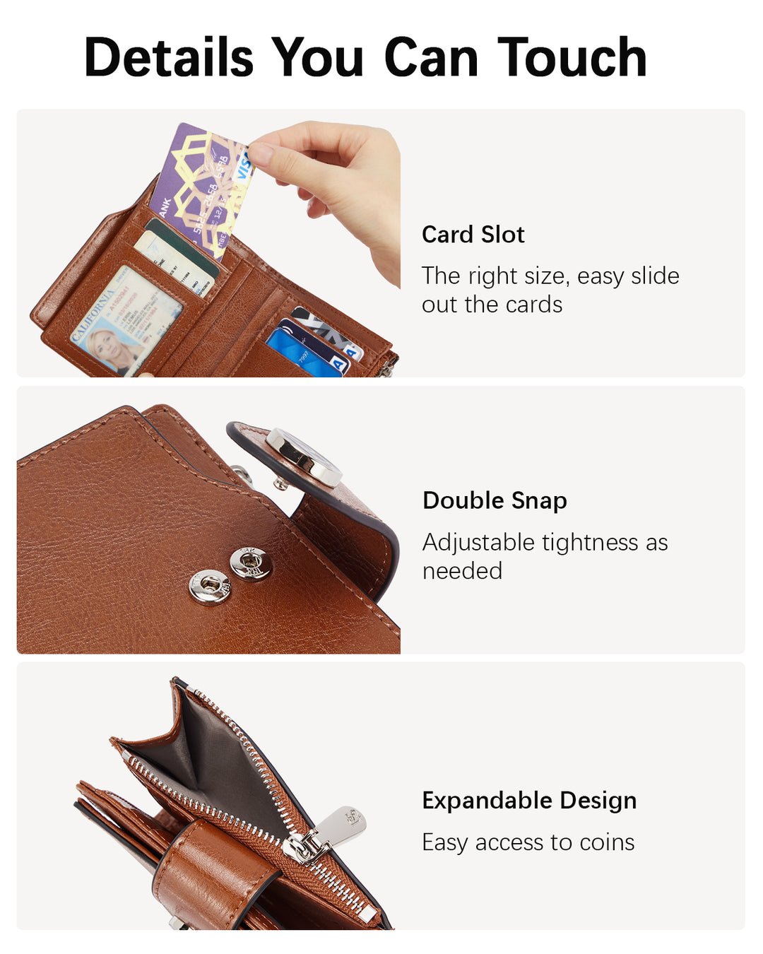 Luna Small RFID Blocking Bifold Zipper Pocket Wallet Card Case with ID Window