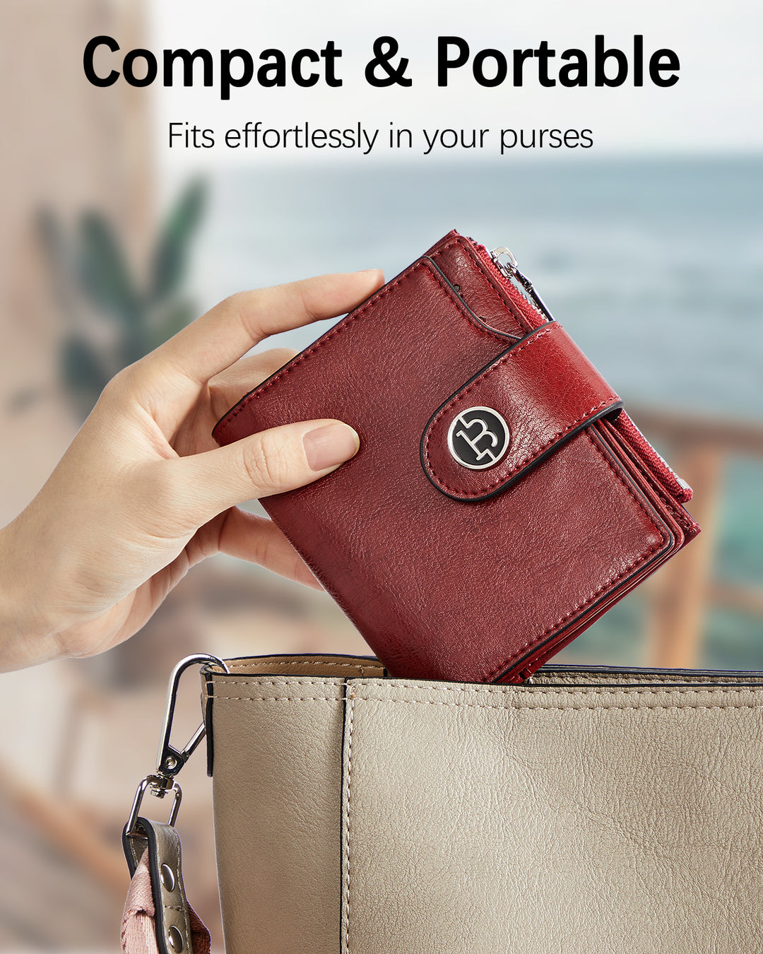 Luna Small RFID Blocking Bifold Zipper Pocket Wallet Card Case with ID Window