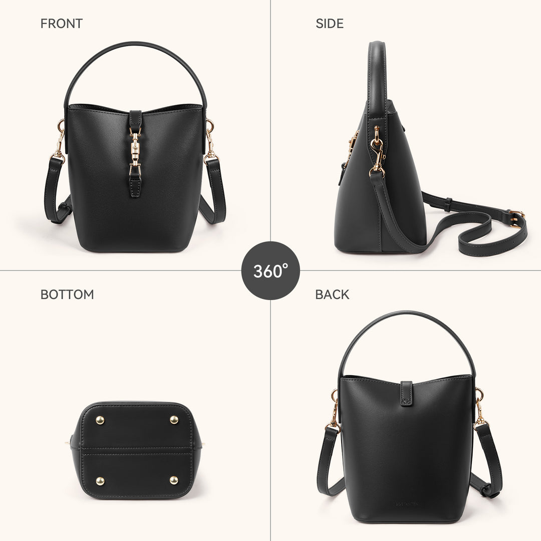 Harper Jones Bucket Shoulder Bag – Gold Clasp Crossbody