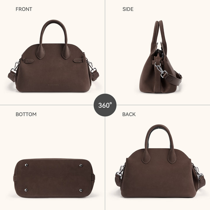 Claire Designer Suede Top Handle Satchel