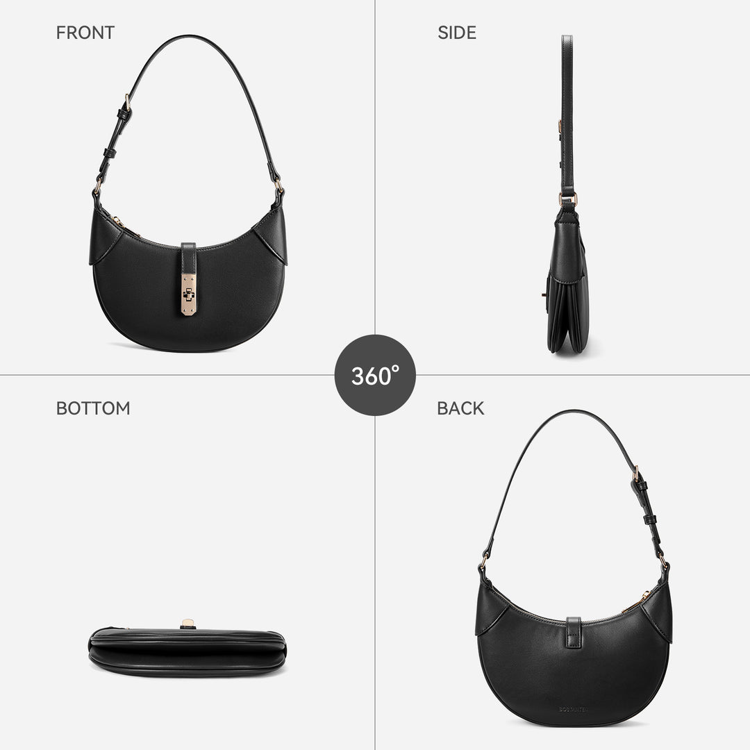 Kweli Crescent Designer Clasp Shoulder Bag