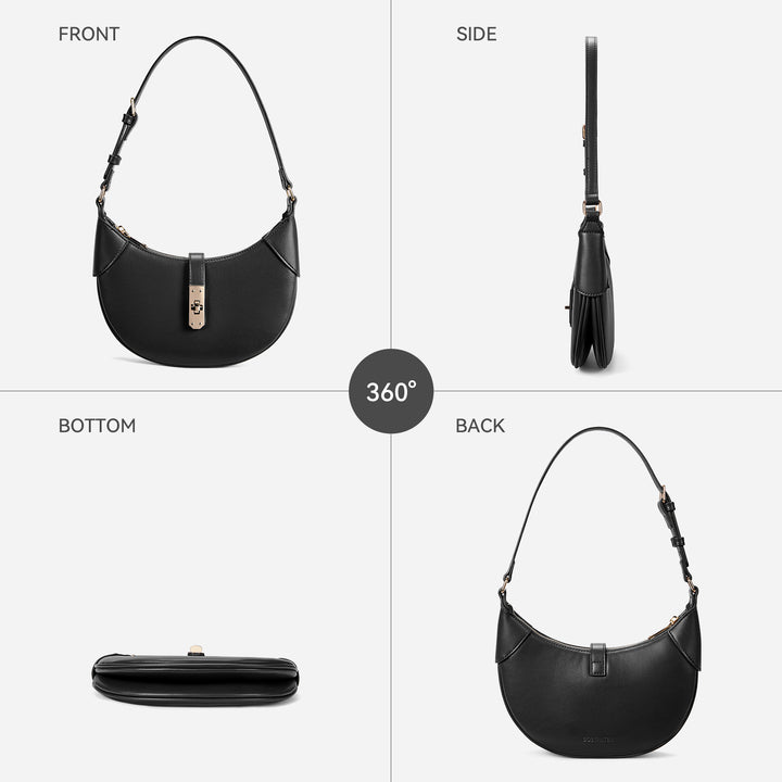 Kweli Crescent Designer Clasp Shoulder Bag