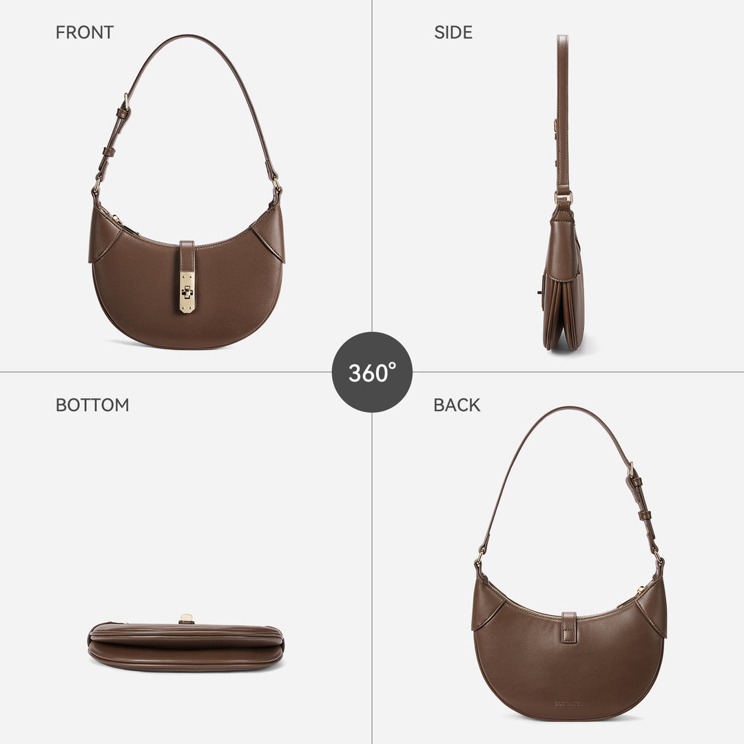 Kweli Crescent Designer Clasp Shoulder Bag