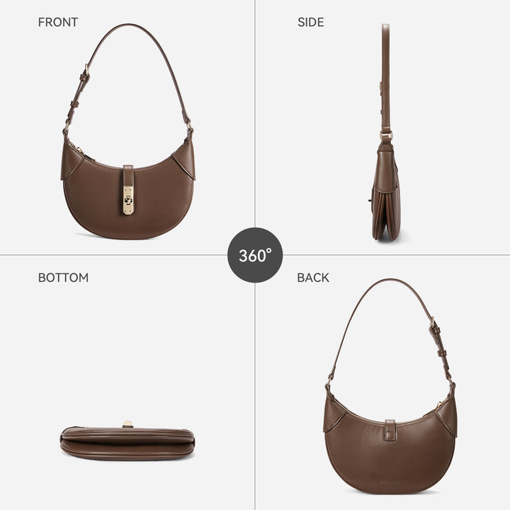 Kweli Crescent Designer Clasp Shoulder Bag