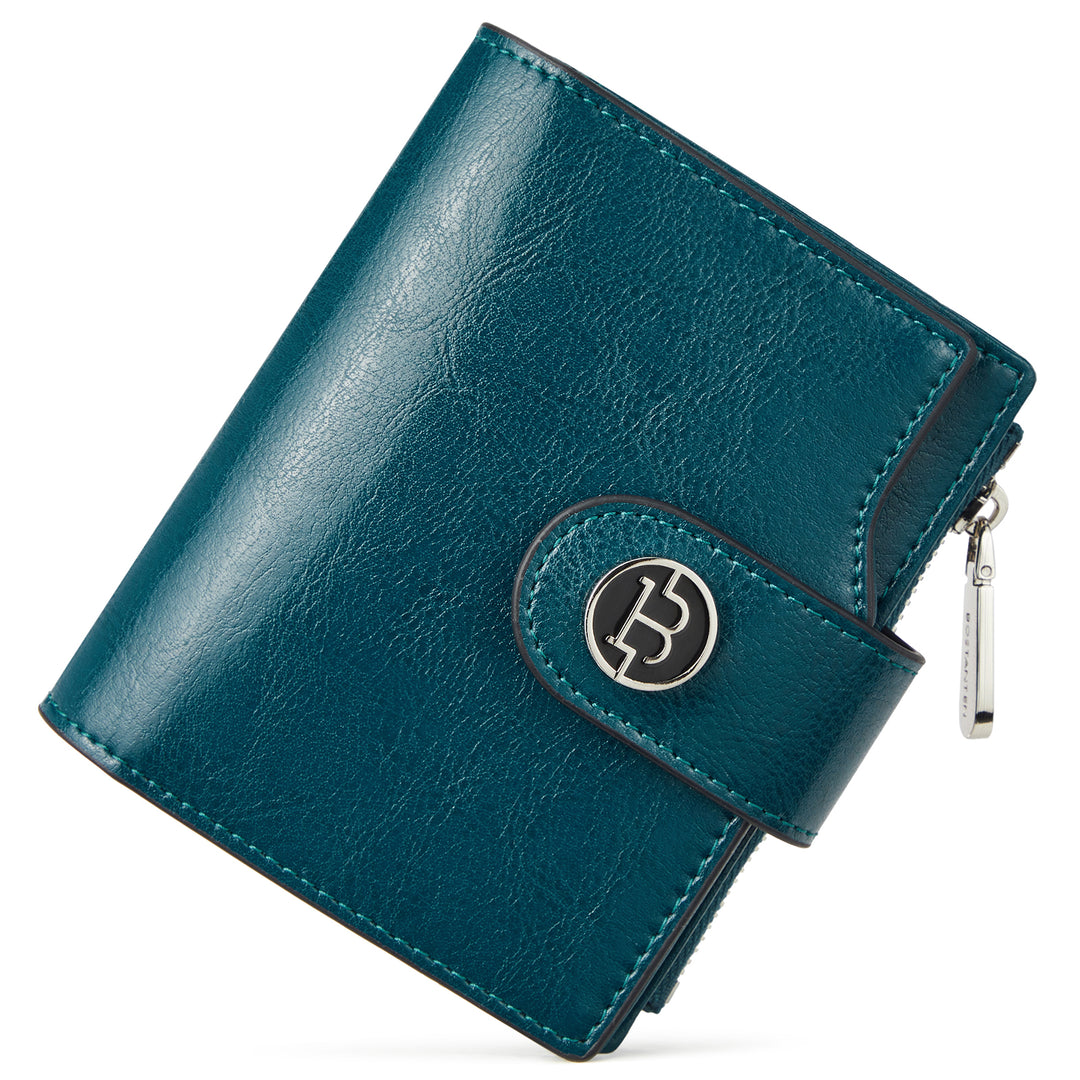 Luna Small RFID Blocking Bifold Zipper Pocket Wallet Card Case with ID Window