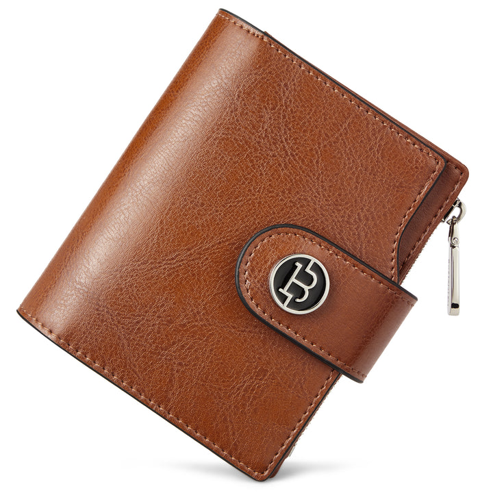 Luna Small RFID Blocking Bifold Zipper Pocket Wallet Card Case with ID Window